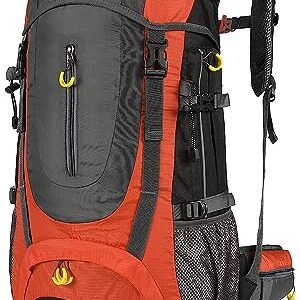 A N T INDUSTRIES 75L Hiking Backpack Camping Backpack Backpacking Backpack, Mountaineering Backpack with 65L+5L Rain Cover (Orange)