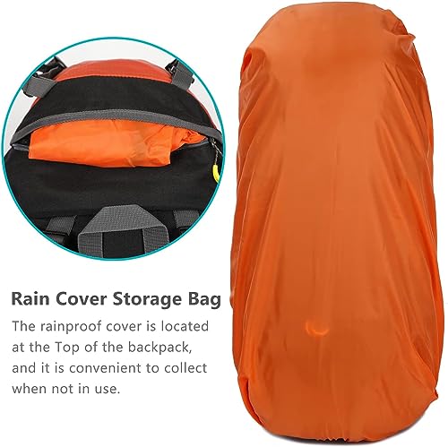 A N T INDUSTRIES 75L Hiking Backpack Camping Backpack Backpacking Backpack, Mountaineering Backpack with 65L+5L Rain Cover (Orange)