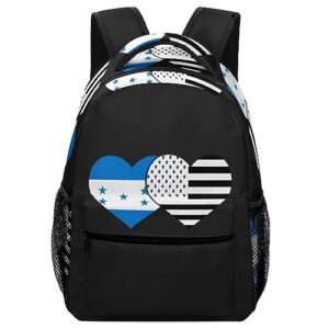 honduras flag and black american flag lightweight travel backpack for unisex casual laptop bookbag for camping