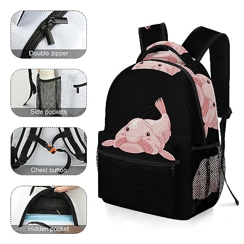 Cute Blob Fish Blobfish Lightweight Travel Backpack for Unisex Casual Laptop Bookbag for Camping