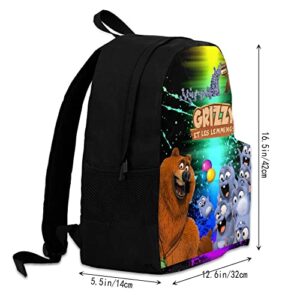 Angxtury Grizzy&Lemmings Backpack For Girls Boys Laptop Daypack Student Bookbag For School Travel Casual