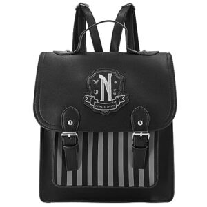 marinasuka backpacks for boys girls kawaii school backpacks black faux leather bag nevermore academy back to school schoolbag halloween cosplay gifts for teens