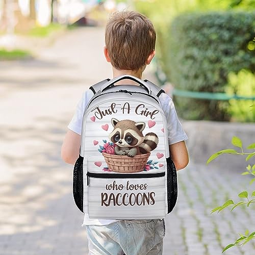 CUSPCOD Raccoon Backpack for Girls Boys, 16 Inch Backpacks for School, Cute, Adjustable Straps, Durable, Lightweight, Large Capacity Bookbag for Kids