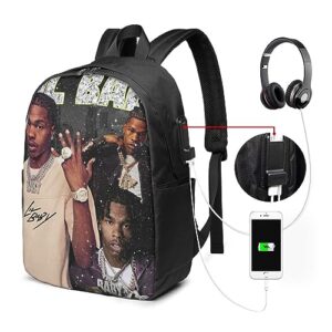 Qcosjeem Lil Rapper Singer Baby Backpack,unisex casual book bags,external usb interface,earphone cable interface,label.camping backpack suitable for office Funny usb Backpack