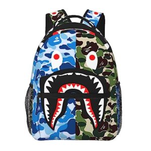 airpo shark teeth camo backpacks camouflage fashion big capacity laptop daypack 17 inch lightweight multiple backpack travel shoulders bag for women men