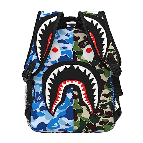 AIRPO Shark Teeth Camo Backpacks Camouflage Fashion Big Capacity Laptop Daypack 17 Inch Lightweight Multiple Backpack Travel Shoulders Bag For Women Men