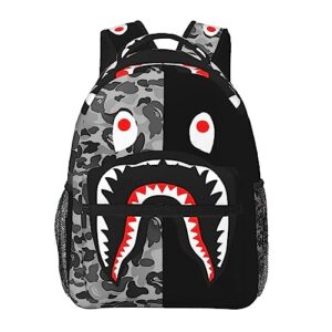 airpo shark teeth camo backpacks camouflage fashion big capacity laptop daypack 17 inch lightweight multiple backpack travel shoulders bag for women men
