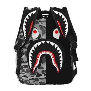 AIRPO Shark Teeth Camo Backpacks Camouflage Fashion Big Capacity Laptop Daypack 17 Inch Lightweight Multiple Backpack Travel Shoulders Bag For Women Men