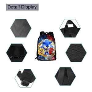 YOKUA Sonic Hedgehog Backpack Cartoon Anime Backpack Lightweight Durable Travel Backpack Laptop Backpack Casual Daypack Sonic Fan Gift