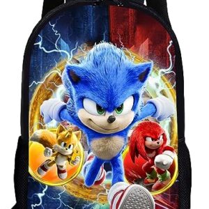 YOKUA Sonic Hedgehog Backpack Cartoon Anime Backpack Lightweight Durable Travel Backpack Laptop Backpack Casual Daypack Sonic Fan Gift