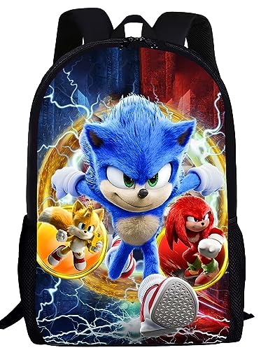 YOKUA Sonic Hedgehog Backpack Cartoon Anime Backpack Lightweight Durable Travel Backpack Laptop Backpack Casual Daypack Sonic Fan Gift