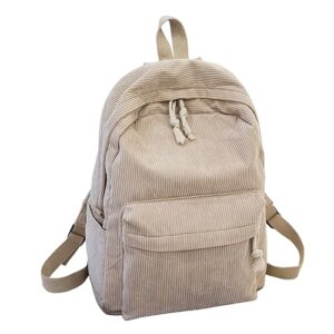 bilipopx kawaii cute backpack aesthetic fluffy corduroy bag smile pencil case pen pouch (beige,single backapck)