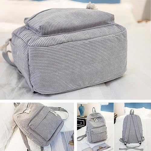 BILIPOPX Kawaii Cute Backpack Aesthetic Fluffy Corduroy Bag Smile Pencil Case Pen Pouch (Beige,Single Backapck)