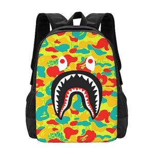 airpo casual camo shark backpacks camouflage large capacity laptop daypack lightweight multiple backpack travel shoulders bag for women men