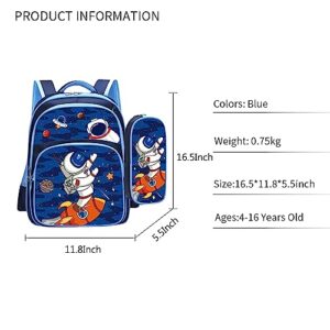 YUNYINIE 16.5" Space Astronaut School Backpack Set and Bucket Hat for Kids, Cute Lightweight Preschool Backpack for Toddlers Boys Girls