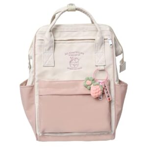 anebiple cute backpack with bonus accessories kawaii versatile colored simple backpack (01 pink)