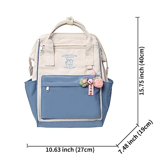 ANEBIPLE Cute Backpack with Bonus Accessories Kawaii Versatile Colored Simple Backpack (01 Pink)