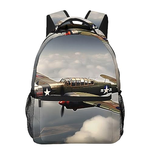 FRESQA World War 2 Aircraft Airplane 2-Standard-Scale-2_00x Lightweight Fashion Casual Anti-Theft Backpack,Unisex For Travel,Business Casual