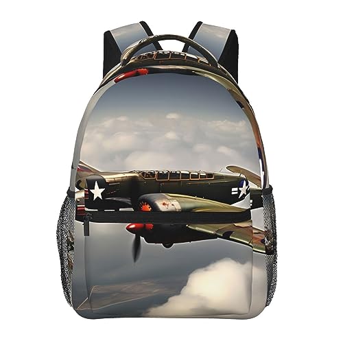 FRESQA World War 2 Aircraft Airplane 2-Standard-Scale-2_00x Lightweight Fashion Casual Anti-Theft Backpack,Unisex For Travel,Business Casual