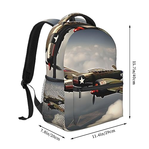 FRESQA World War 2 Aircraft Airplane 2-Standard-Scale-2_00x Lightweight Fashion Casual Anti-Theft Backpack,Unisex For Travel,Business Casual