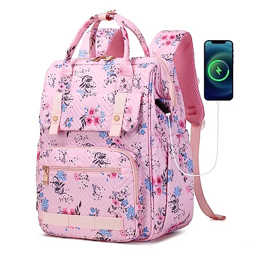 HIDDS Laptop Backpack Girls 15.6 Inch Bundle with Women Purses Backpack College School Bag Baby Diaper Backpacks