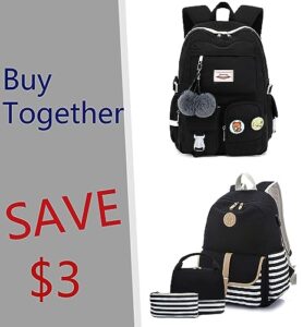 lmeison girls backpack for school & cute backpack for school with lunch bag