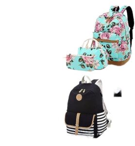 lmeison green floral backpack with lunch bag & cute backpack for school