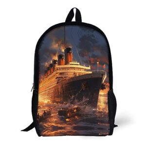 Escape from Boat The Titanic 17 Inch Backpack Travel Laptop Dayback Shoulder Back Pack for Men Women