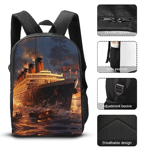 Escape from Boat The Titanic 17 Inch Backpack Travel Laptop Dayback Shoulder Back Pack for Men Women