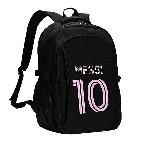 Elehuv Messi Soccer Fans 16IN Laptop Backpack Work College Computer Bag Travel Daypack With Usb Charging Port for Men Women