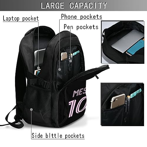 Elehuv Messi Soccer Fans 16IN Laptop Backpack Work College Computer Bag Travel Daypack With Usb Charging Port for Men Women