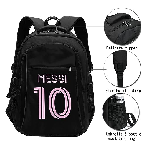 Elehuv Messi Soccer Fans 16IN Laptop Backpack Work College Computer Bag Travel Daypack With Usb Charging Port for Men Women