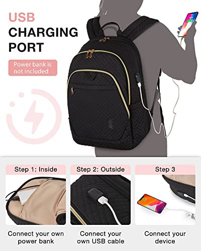 BAGSMART Backpack for Women & Electronics Organizer Set, College Must Haves, Travel Essentials for Women, Black