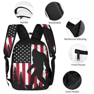 Bigfoot and American Flag Travel Laptop Backpack Durable Computer Bag Daypack for Men Women