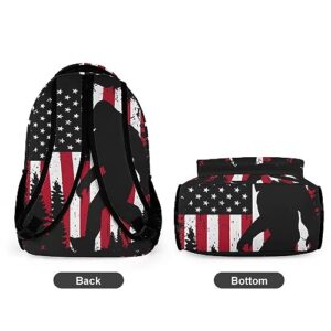 Bigfoot and American Flag Travel Laptop Backpack Durable Computer Bag Daypack for Men Women