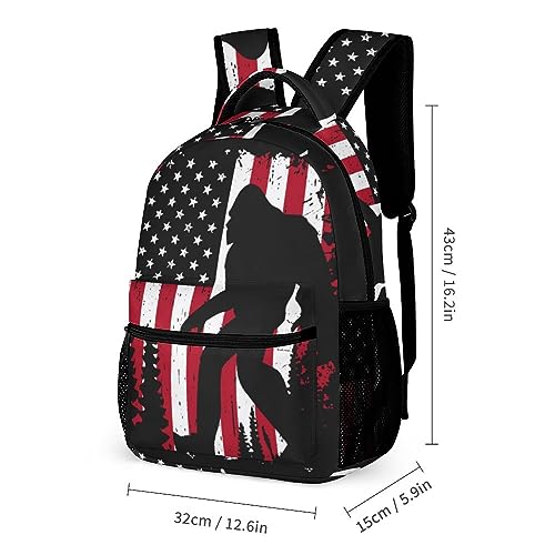 Bigfoot and American Flag Travel Laptop Backpack Durable Computer Bag Daypack for Men Women