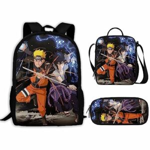 sfzwcz 3d prints anime backpack set cartoon stylish men's backpack with lunch box for outdoor travel and casual