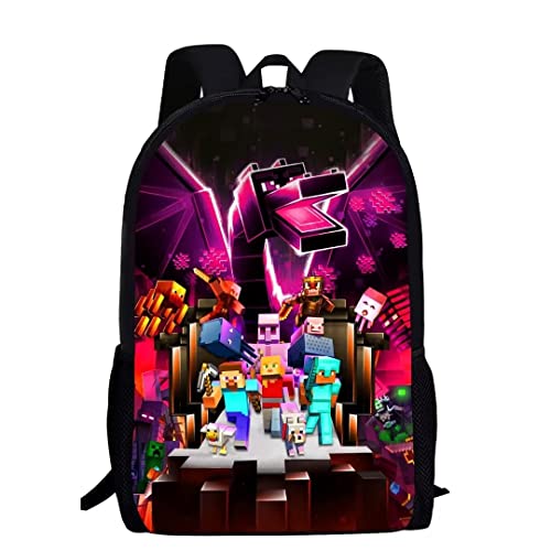 Megar Sandbox Games Backpack 3D Pattern Printed Backpack Cartoon Backpack Lightweight Backpack Casual Daypack Game Fans Gifts