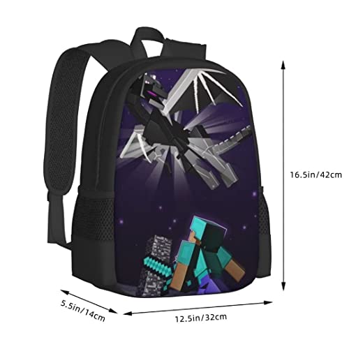 Megar Sandbox Games Backpack 3D Pattern Printed Backpack Cartoon Backpack Lightweight Backpack Casual Daypack Game Fans Gifts