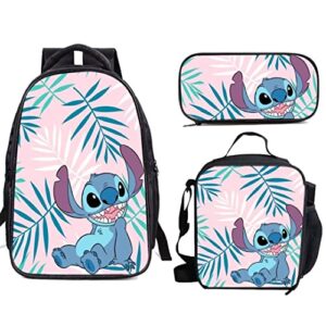 cartoon teens bookbag schoolbag cartoon girl backpack with lunch bag pencil bag set for girls 3pcs set 3pcs backpack set