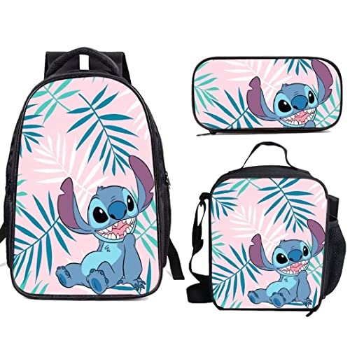 Cartoon Teens Bookbag Schoolbag Cartoon Girl Backpack With Lunch Bag Pencil Bag Set For Girls 3pcs Set 3pcs Backpack Set