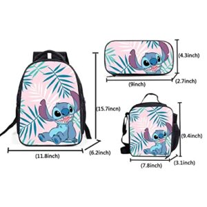 Cartoon Teens Bookbag Schoolbag Cartoon Girl Backpack With Lunch Bag Pencil Bag Set For Girls 3pcs Set 3pcs Backpack Set