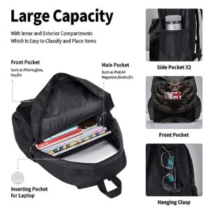 THIRTIMK Black Dragon Large Capacity Backpack 3 Pieces Set - Adjustable Straps, Lightweight For Work, Outdoor Activities