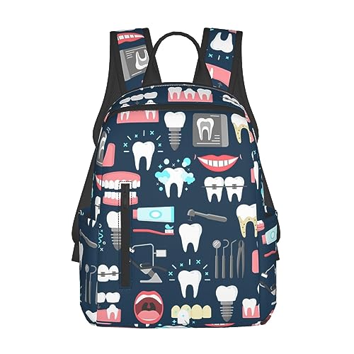 RIMENCH Big Backpack Travel, Or Work Bookbag Teeth Dental Seamless Pattern Laptop Daypacks