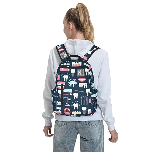 RIMENCH Big Backpack Travel, Or Work Bookbag Teeth Dental Seamless Pattern Laptop Daypacks