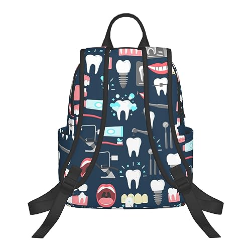 RIMENCH Big Backpack Travel, Or Work Bookbag Teeth Dental Seamless Pattern Laptop Daypacks