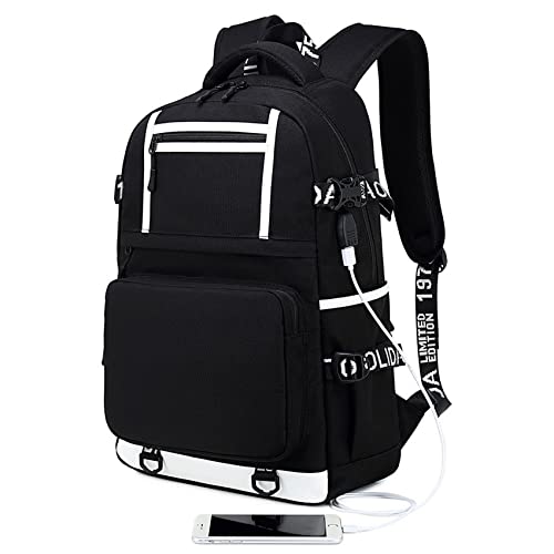 UMocan Teens Kylian Mbappe Canvas Bookbag with USB Charging Port-PSG Waterproof Laptop Bag Large Travel Bag for Outdoor