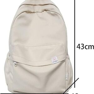 Dfcdcoo Difa Backpack, Difa’s Bear Plain Backpack, Sage Green Backpack Kawaii Cute Backpack Large capacity Casual Aesthetic Backpack (White)