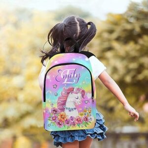 Custom Girls School Backpack with Name for Back School Gifts, Personalized Waterproof Girls Bookbag for Kids Middle School Students Bookbag Outdoor Daypack for Your Kids