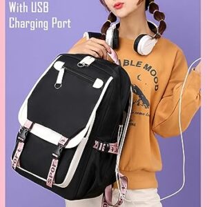 SodaMeow Anime Demon Backpack Rucksack Nezuko Backpack Slayer Bag Kimetsu no Yaiba with USB Charging Port, Free Keychain (Pink-Mitsuri)